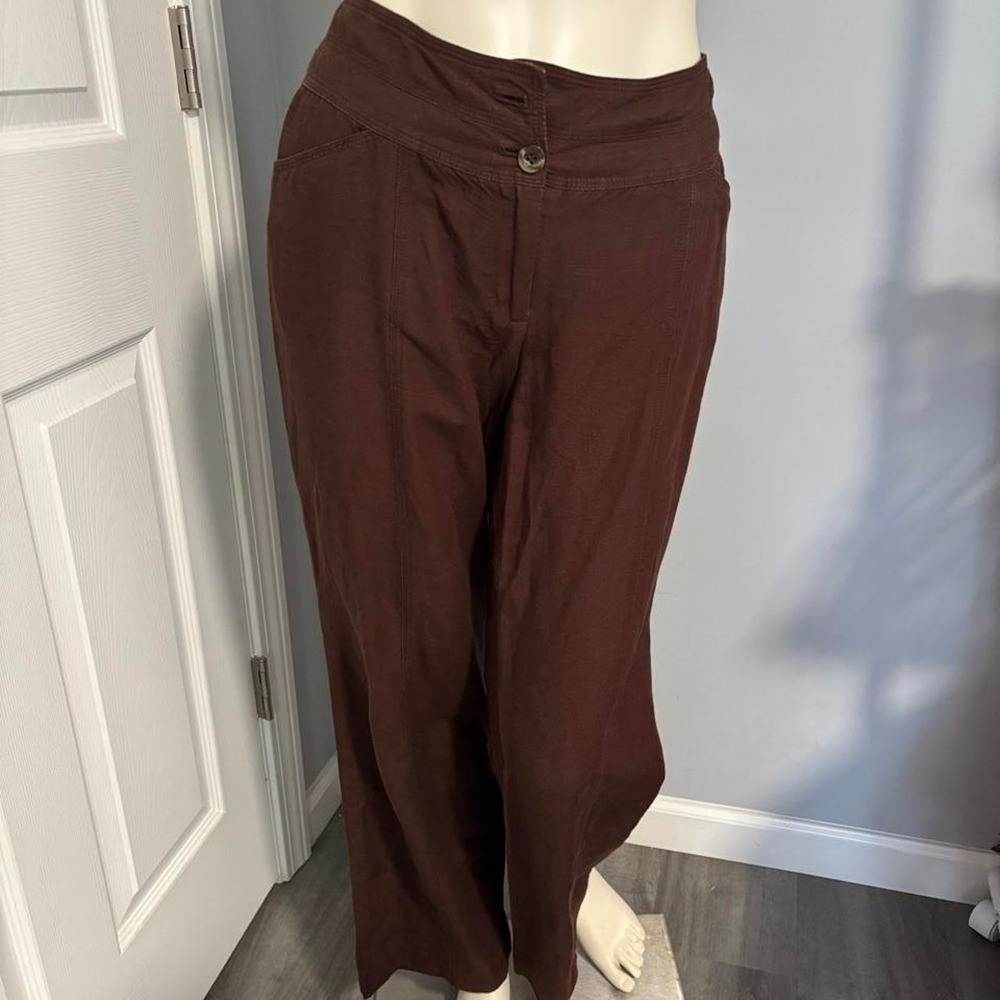Bandolino Brown Wide Leg Linen Pants